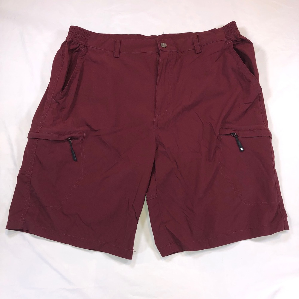 Outdoor Sports Mens Cargo Hiking Shorts Burgundy Maroon Ripstop Size 36 US